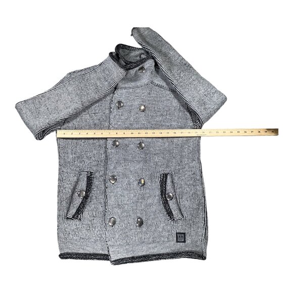 Barabas Coat Mens M Gray Pea Short Jacket Knitwear Metallic Button Logo Everyday - Picture 6 of 16